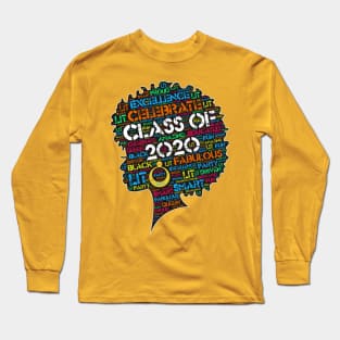 Class of 2020 Black Woman Afro Words Long Sleeve T-Shirt